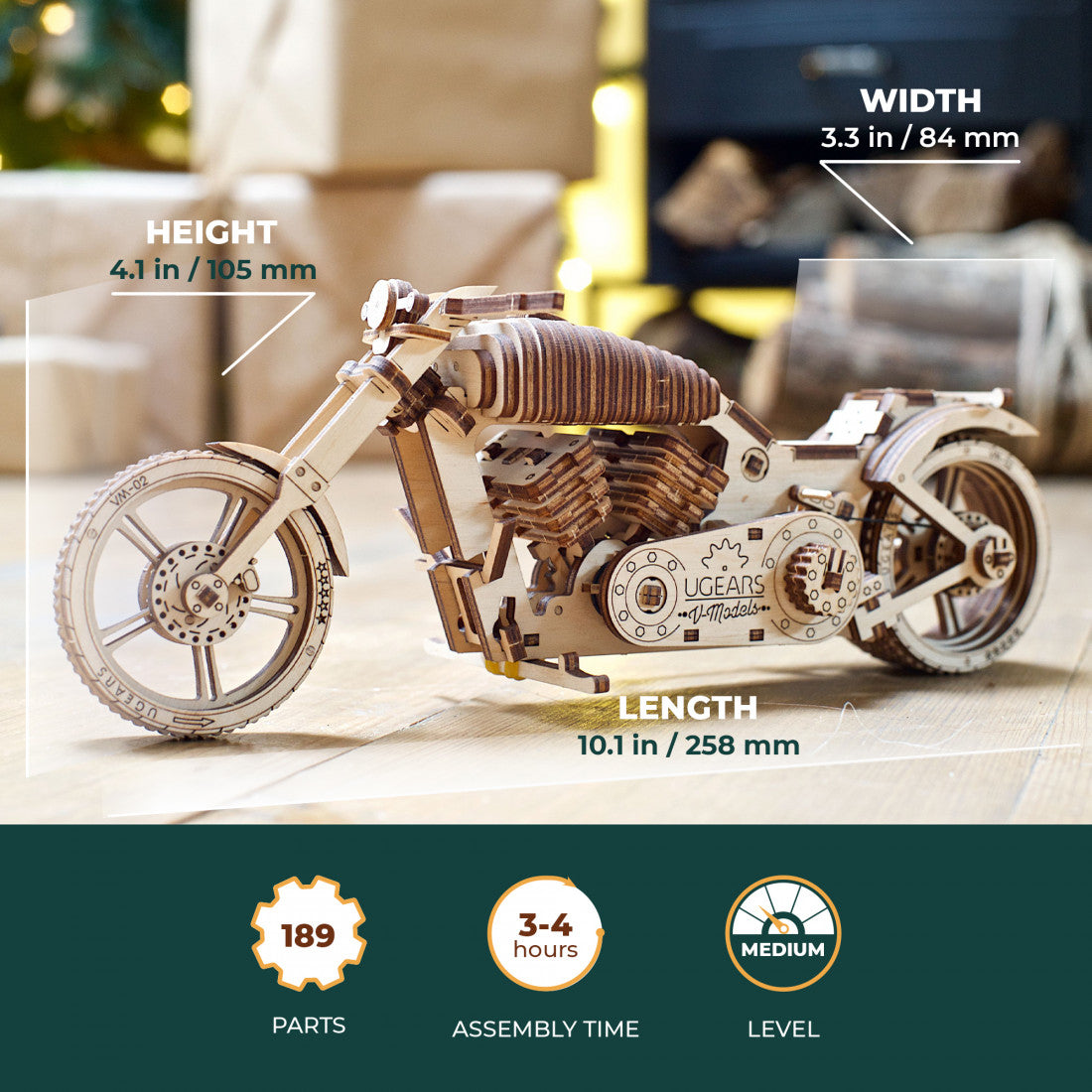 Ugears Self-propelled Wooden 3D Puzzle Bike VM-02