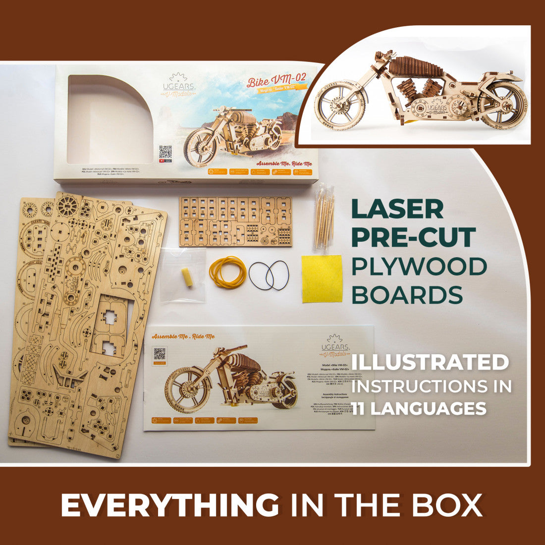 Ugears Self-propelled Wooden 3D Puzzle Bike VM-02